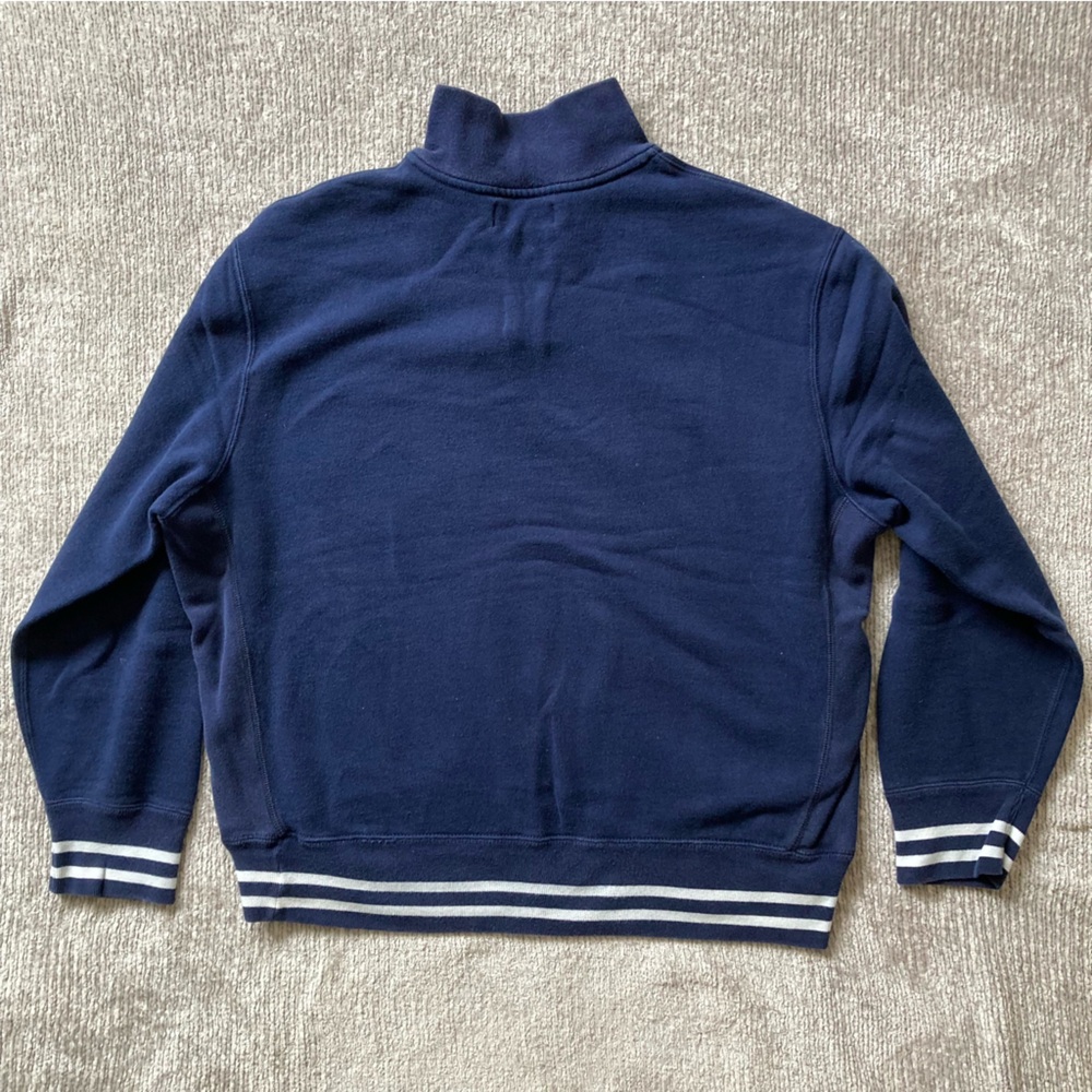 Vtg 90s Polo Ralph Lauren RL P-Wing Stadium‎ Quarter Zip Sweatshirt XL Rare Navy - Picture 7 of 9